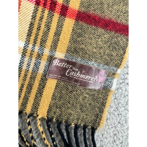 Better Than Cashmere Tartan Plaid Wool & Cashmere Blend Scarf Fringe Tassels - Picture 7 of 8